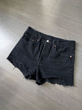 Levi's Black Frayed Denim Women's Shorts
